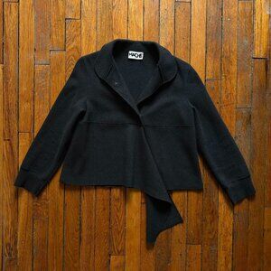 HACHE Italy Wool Blend Wrap Blazer Jacket European Size 42 US 6 Women Black Snap
